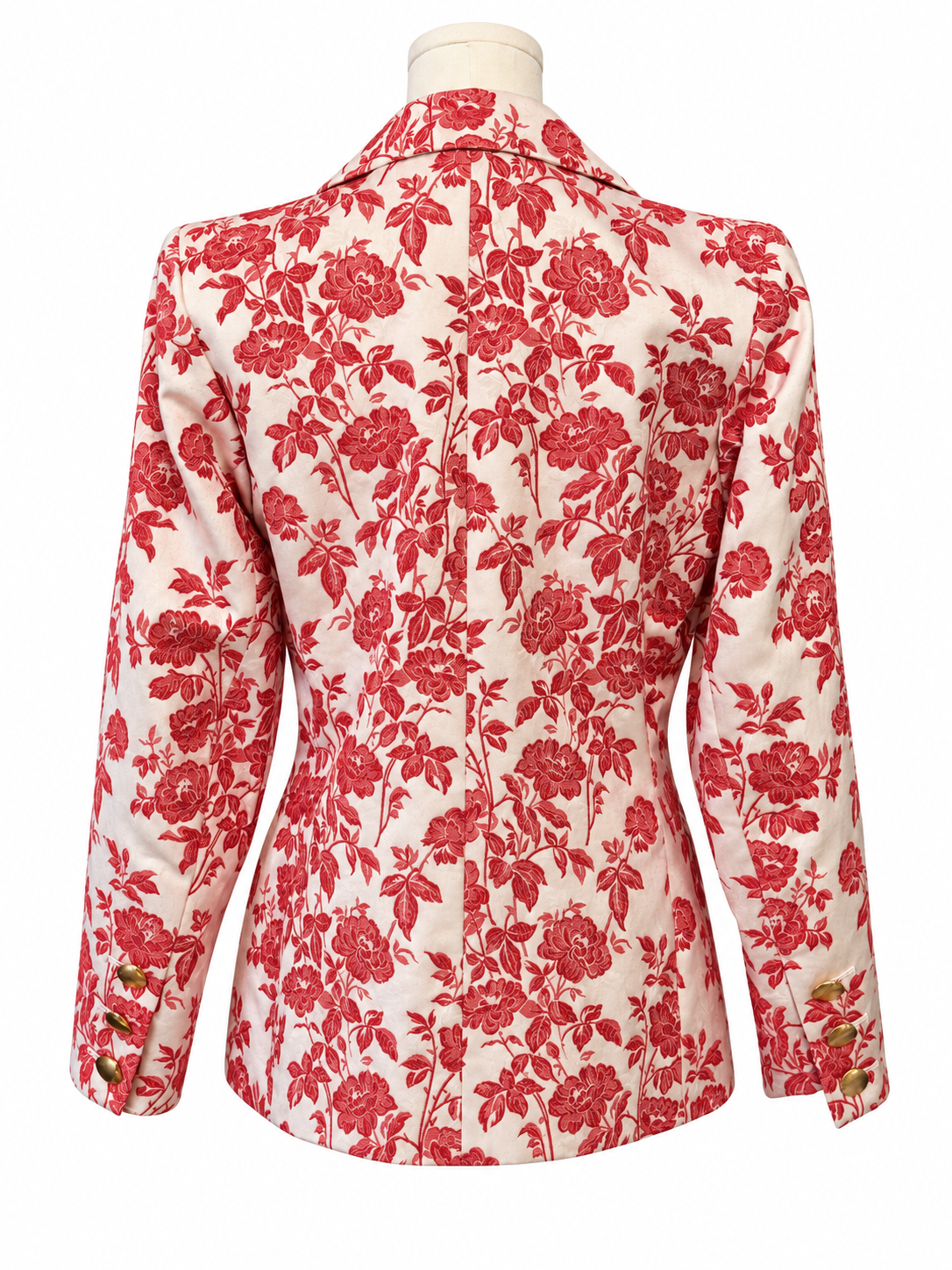 Vintage Yves Saint Laurent Rive Gauche Red Floral Cotton Blazer