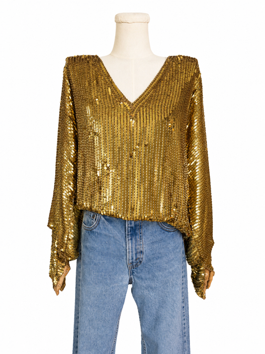 Vintage Gold Sequin 70's Top