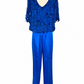 Vintage Blue Sequin Pant Set