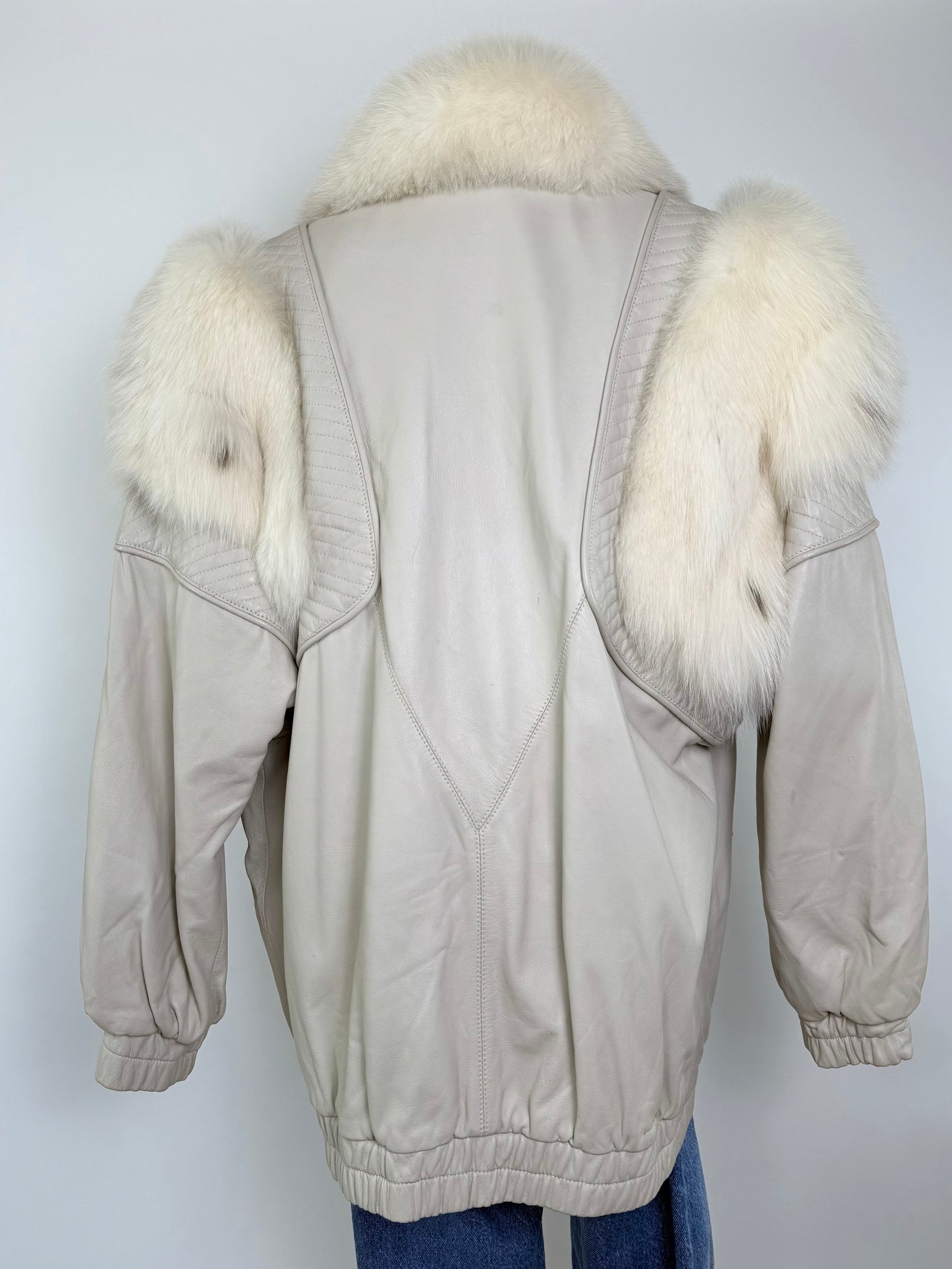 Vintage Lamb and Fox Bomber Cream Jacket