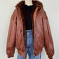 Vintage Brown Leather & Beaver Bomber