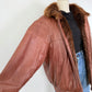 Vintage Brown Leather & Beaver Bomber