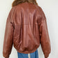 Vintage Brown Leather & Beaver Bomber