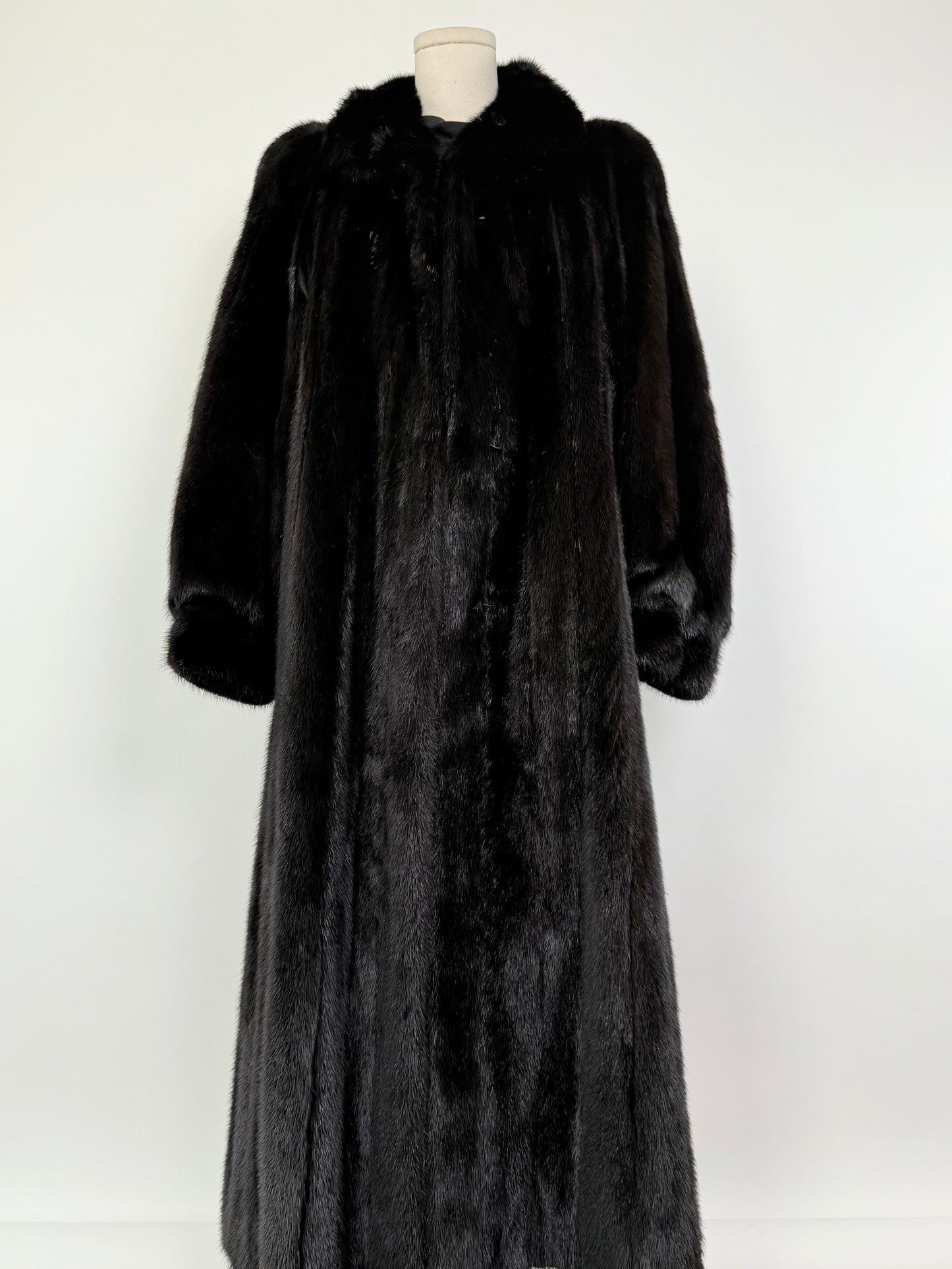 Vintage Swanson Long Black Fur Coat