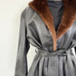 Vintage Douglas Hannant Black Leather Fur Collar Coat