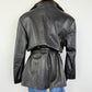 Vintage Douglas Hannant Black Leather Fur Collar Coat