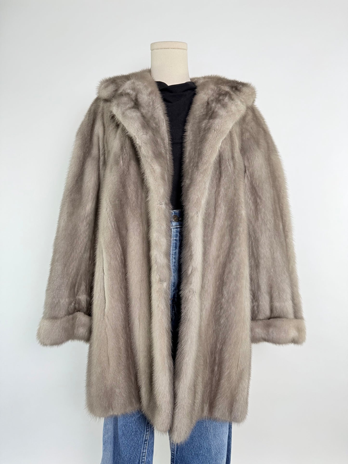 Vintage Gray Mink Fur Coat