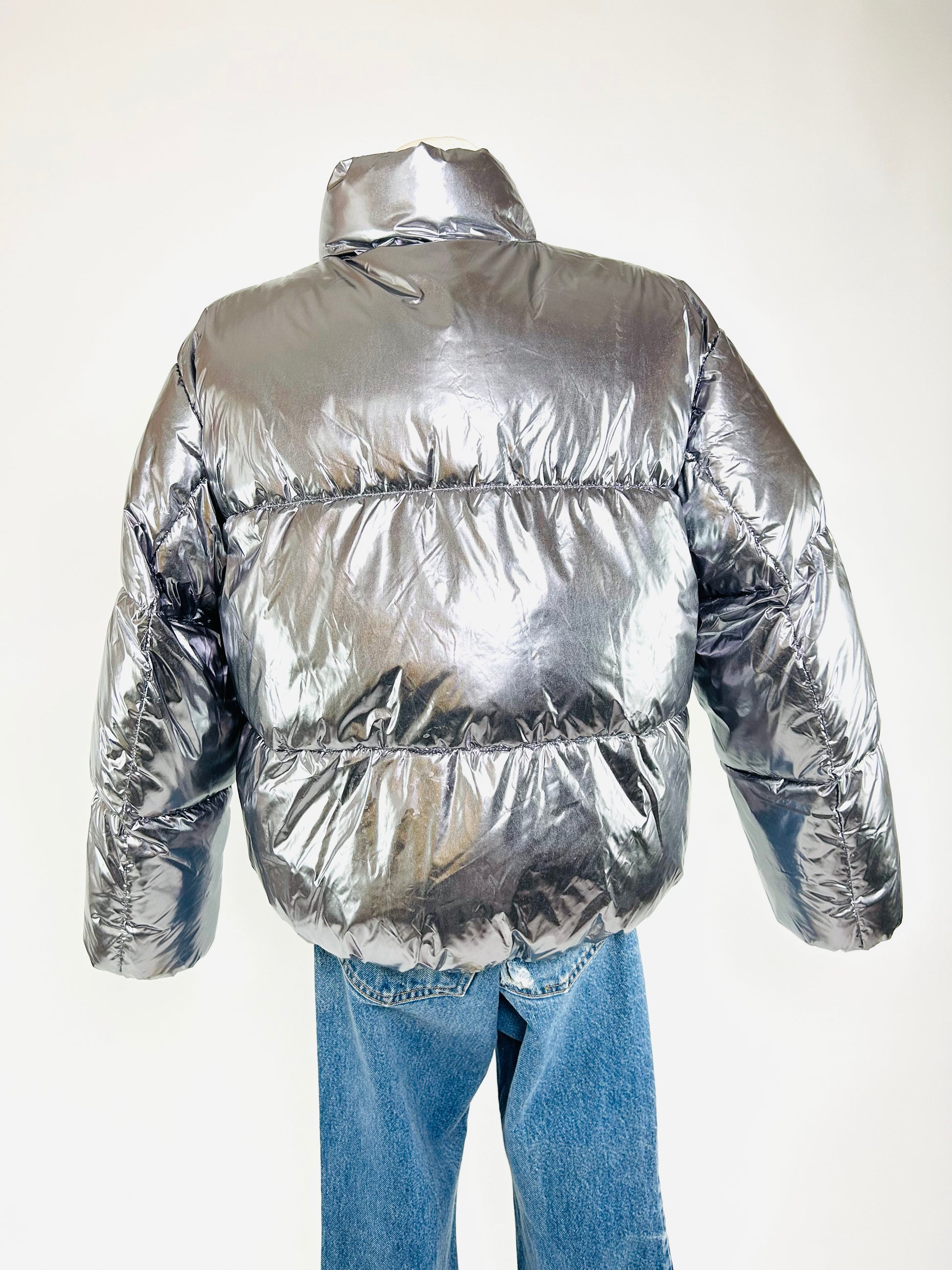 Tommy hilfiger sales silver puffer jacket