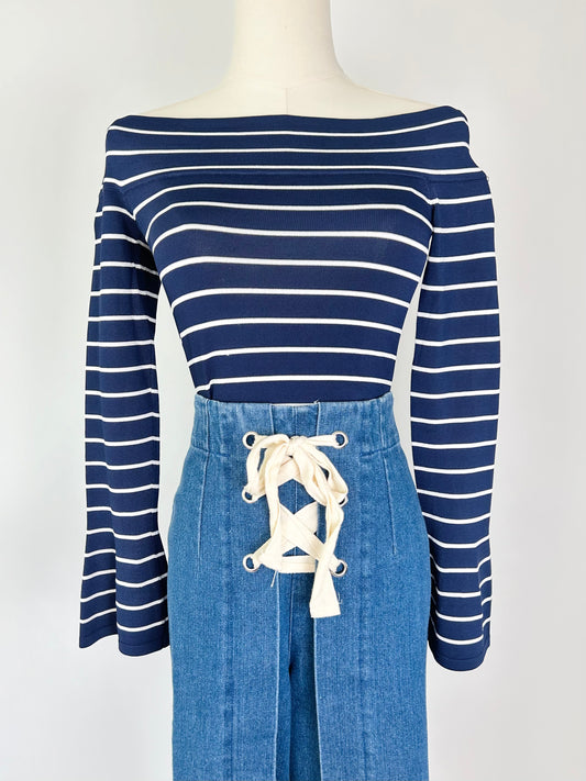 Intermix Navy and White Stripe Top