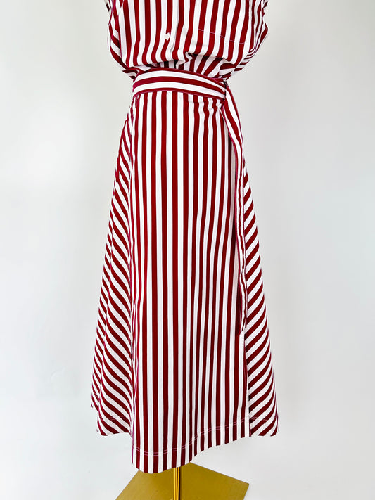Lafayette 148 Red and White Stripe Skirt