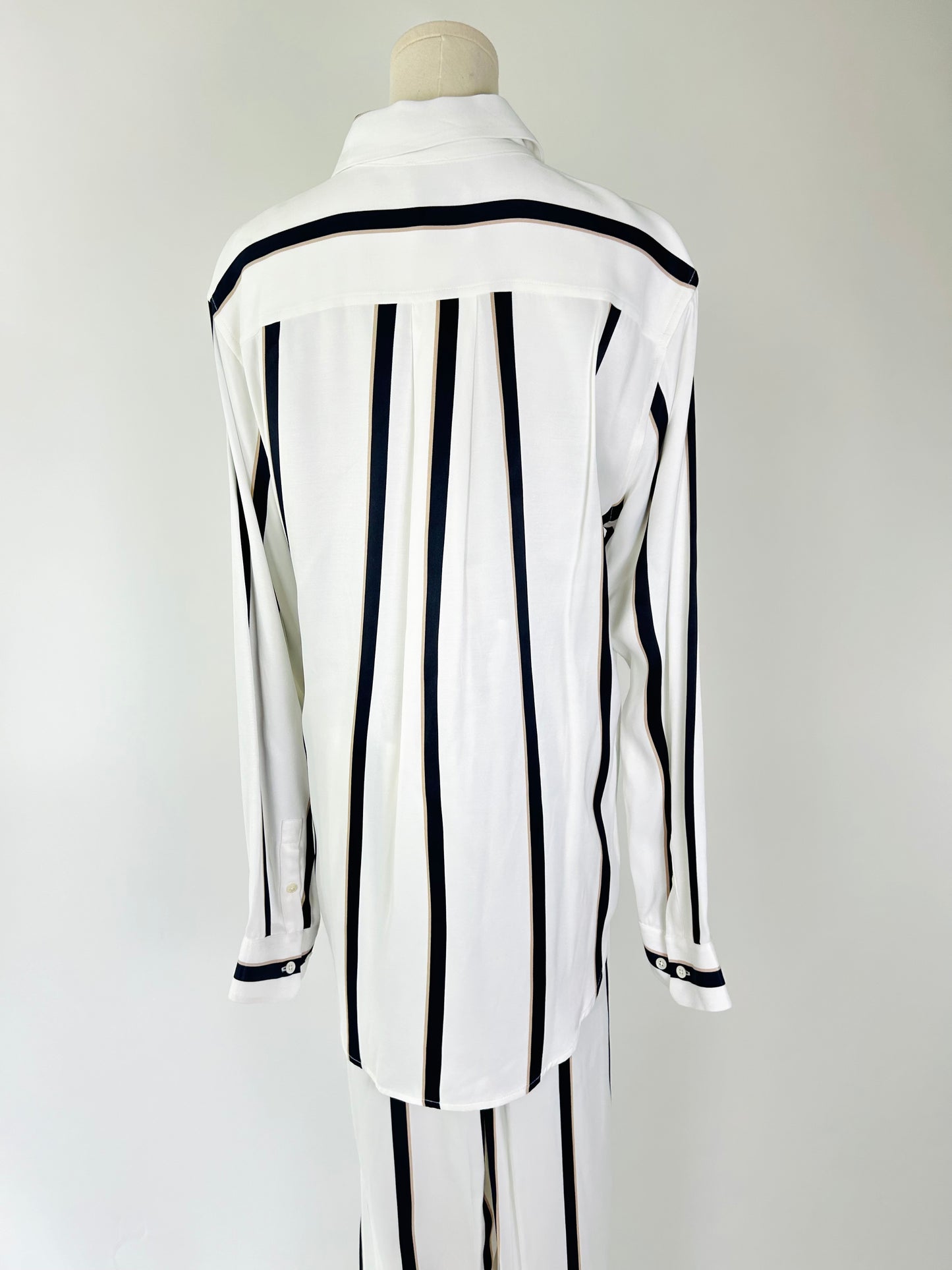 Equipment White and Navy Stripe Top