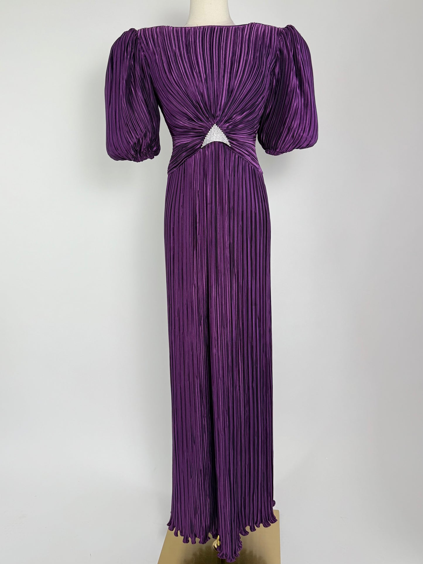 Vintage George F Couture Pleated Maxi Dress