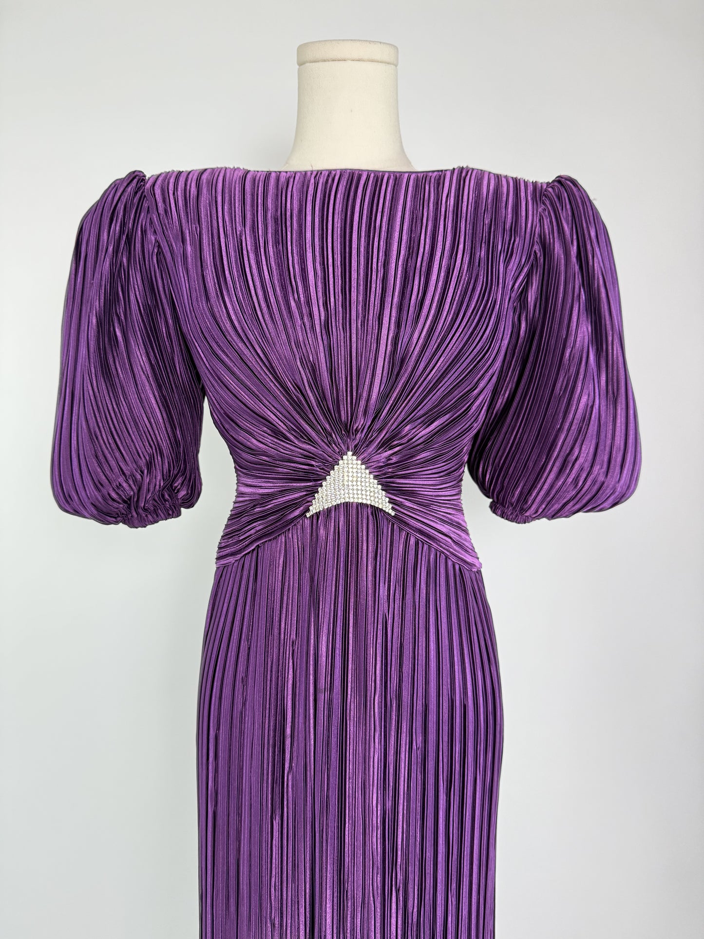 Vintage George F Couture Pleated Maxi Dress