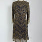 Aidan Mattox Gold and Navy Sequin Dress