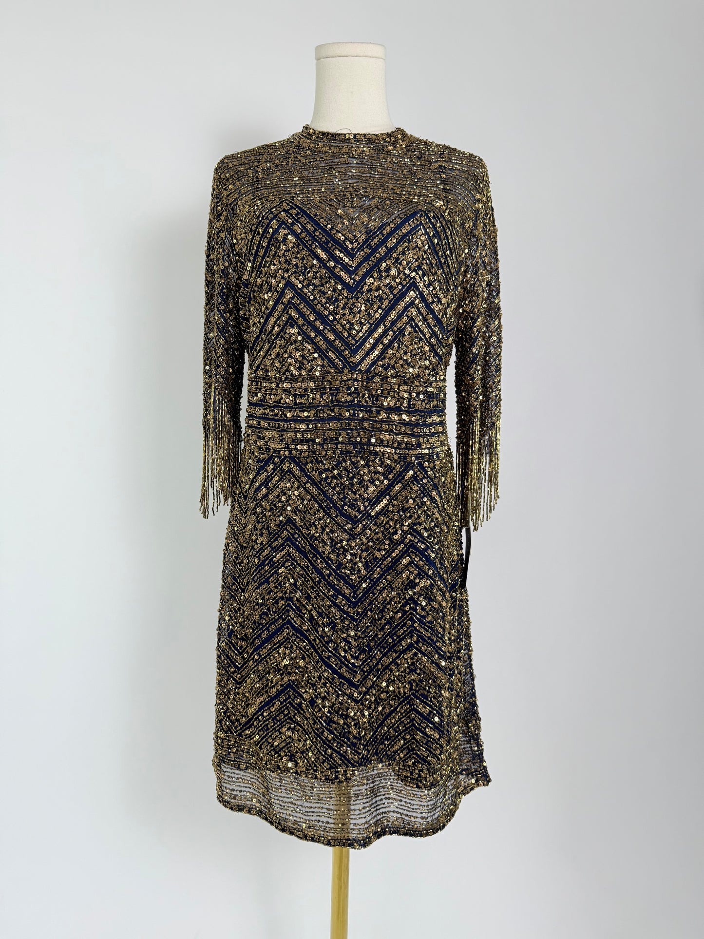 Aidan Mattox Gold and Navy Sequin Dress