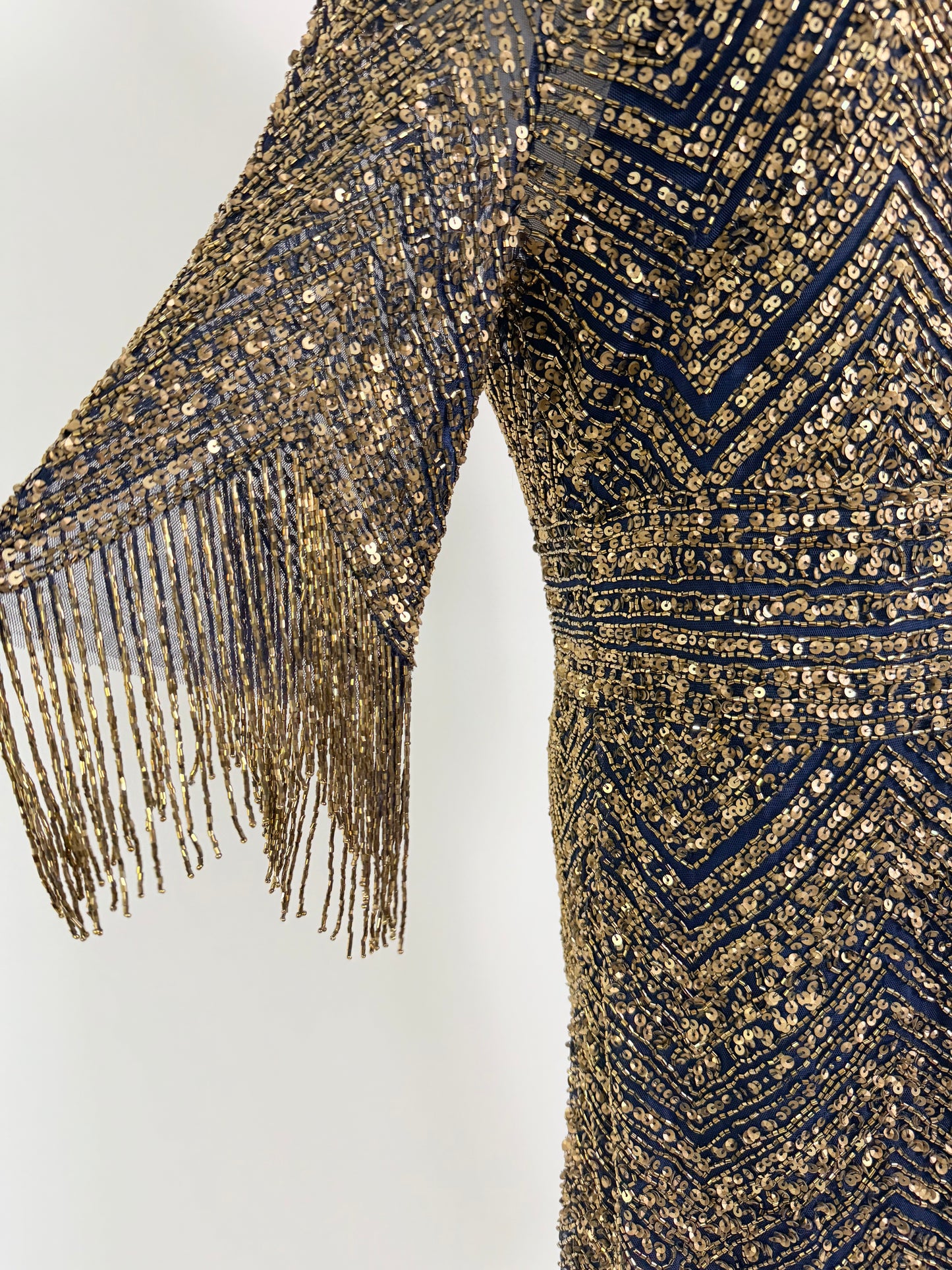 Aidan Mattox Gold and Navy Sequin Dress