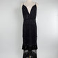 Vintage Black Fringe Slip Dress