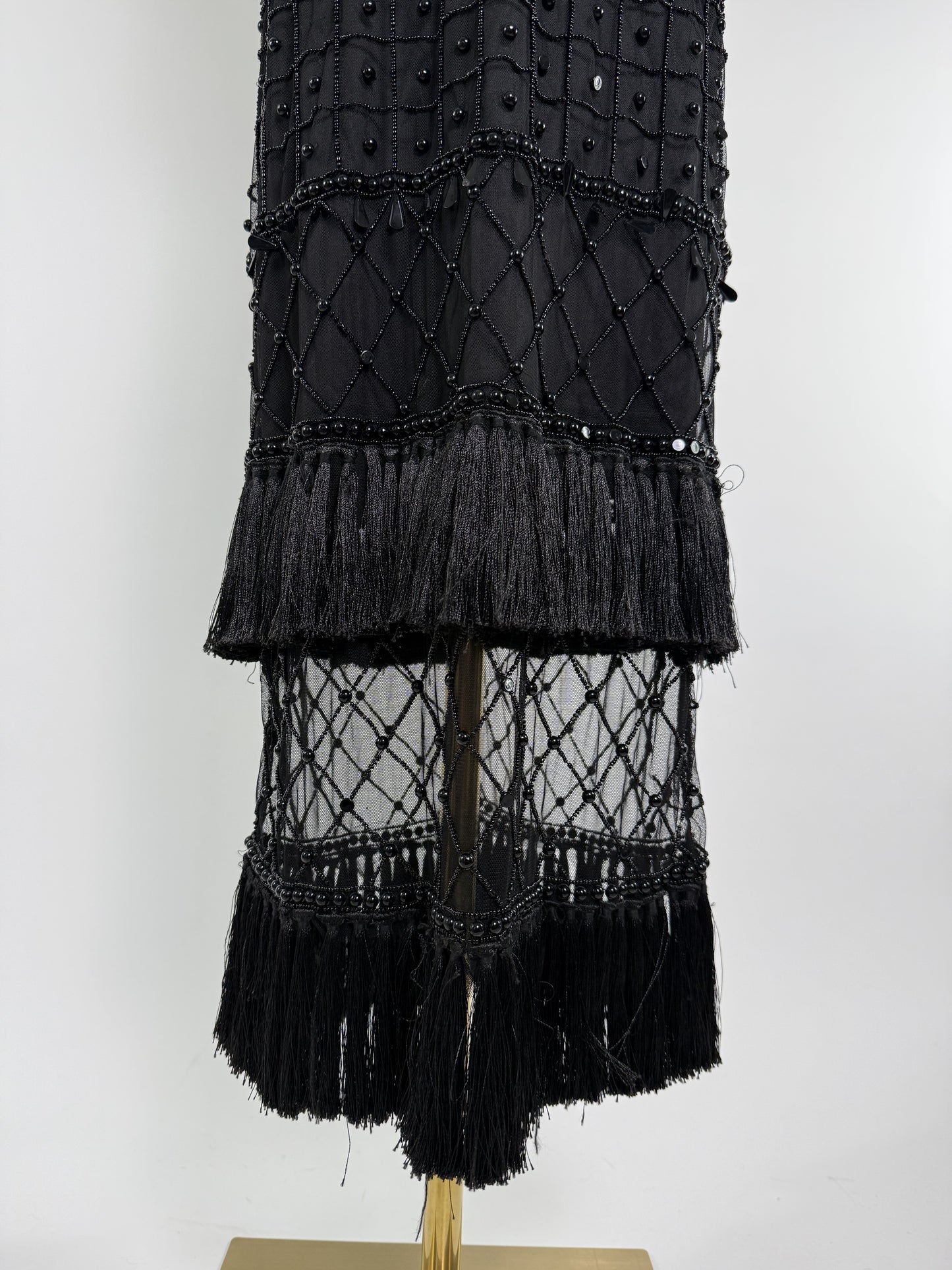 Vintage Black Fringe Slip Dress