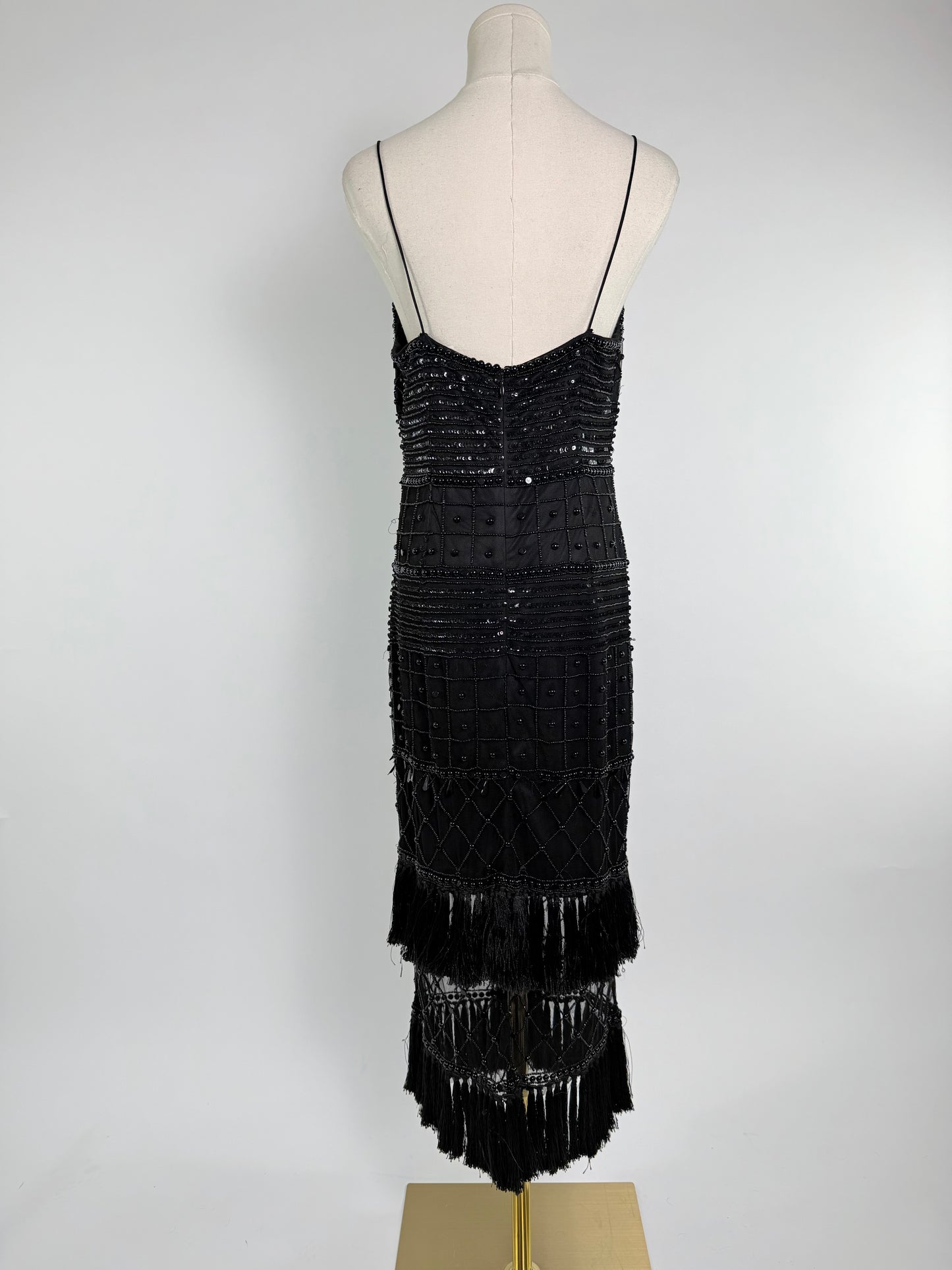 Vintage Black Fringe Slip Dress