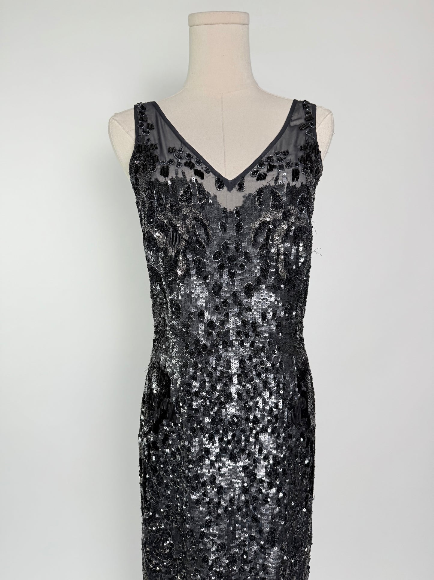 All Saints Black Sequin Maxi Dress