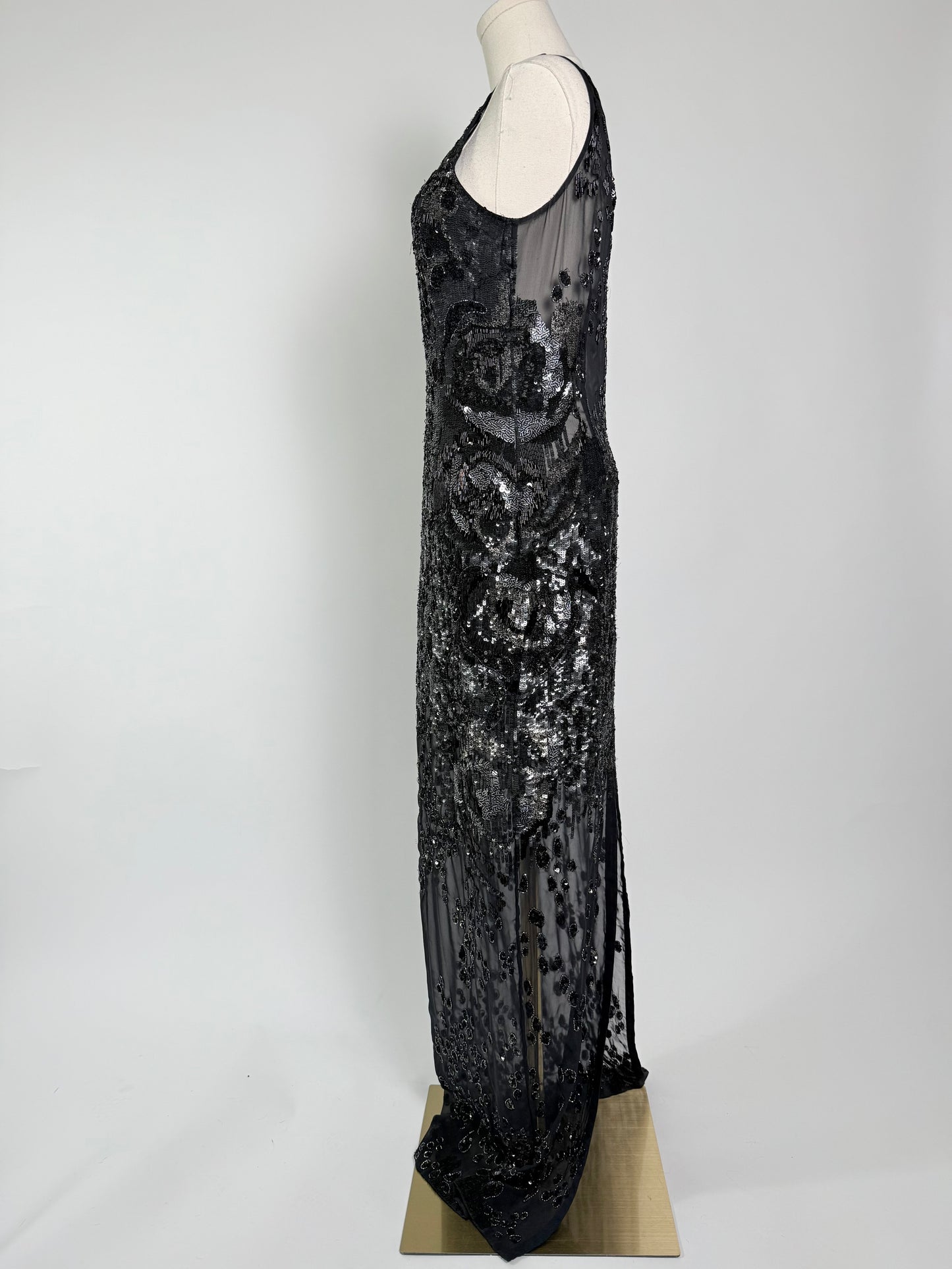 All Saints Black Sequin Maxi Dress