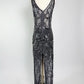 All Saints Black Sequin Maxi Dress