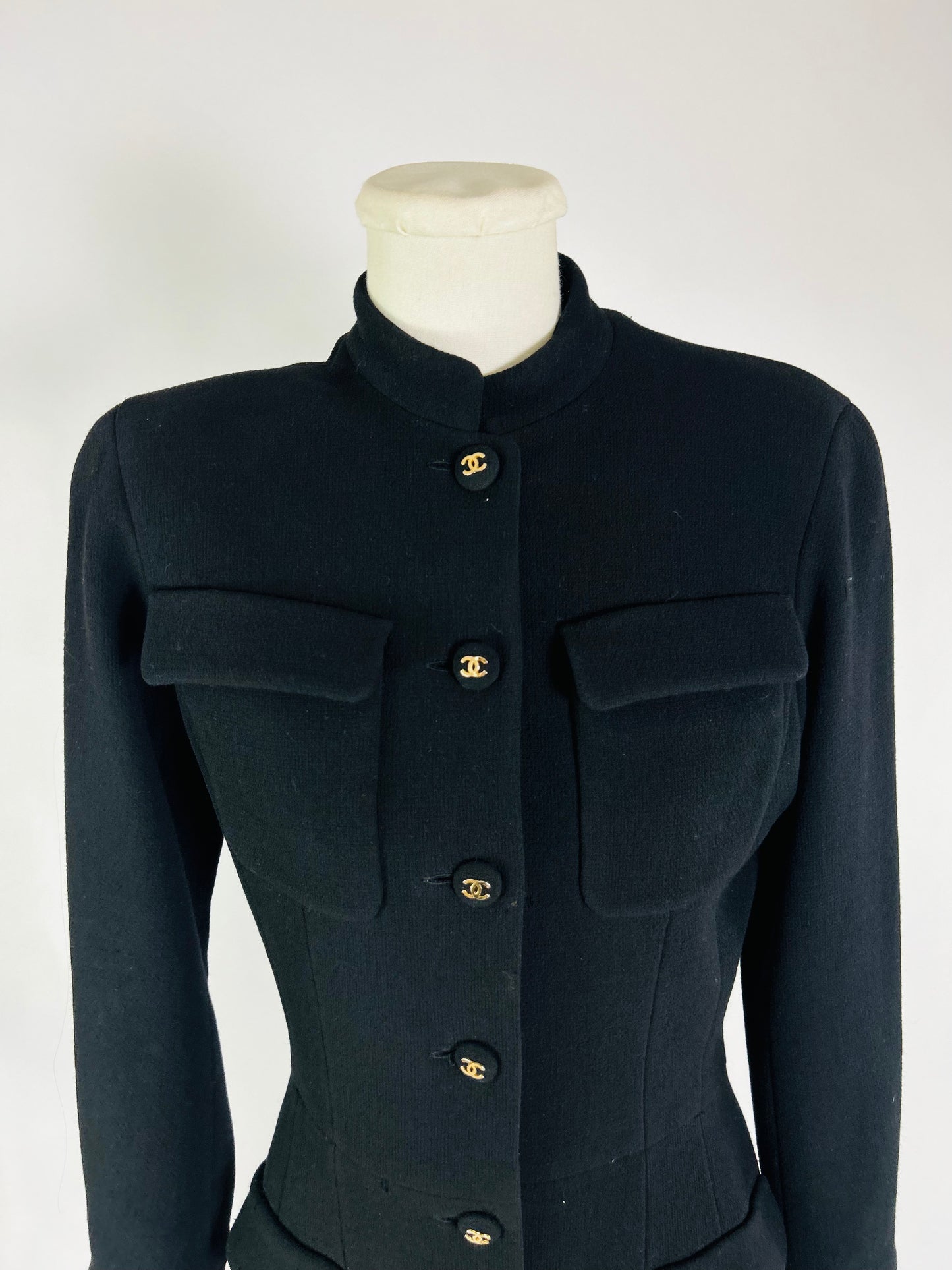 Vintage Chanel Black Button up Dress