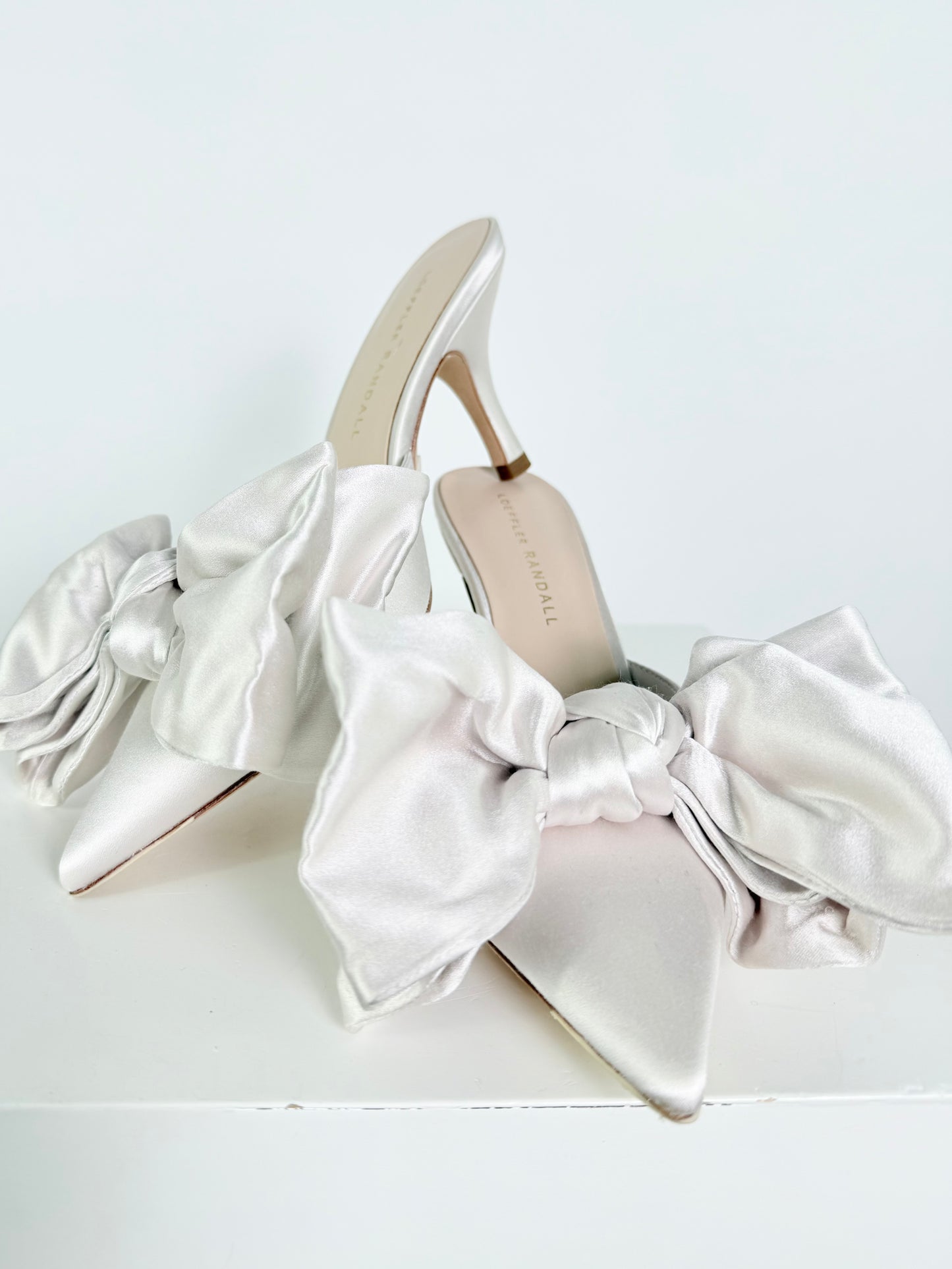 Loeffler Randall Margot Cream Satin Bow Heels