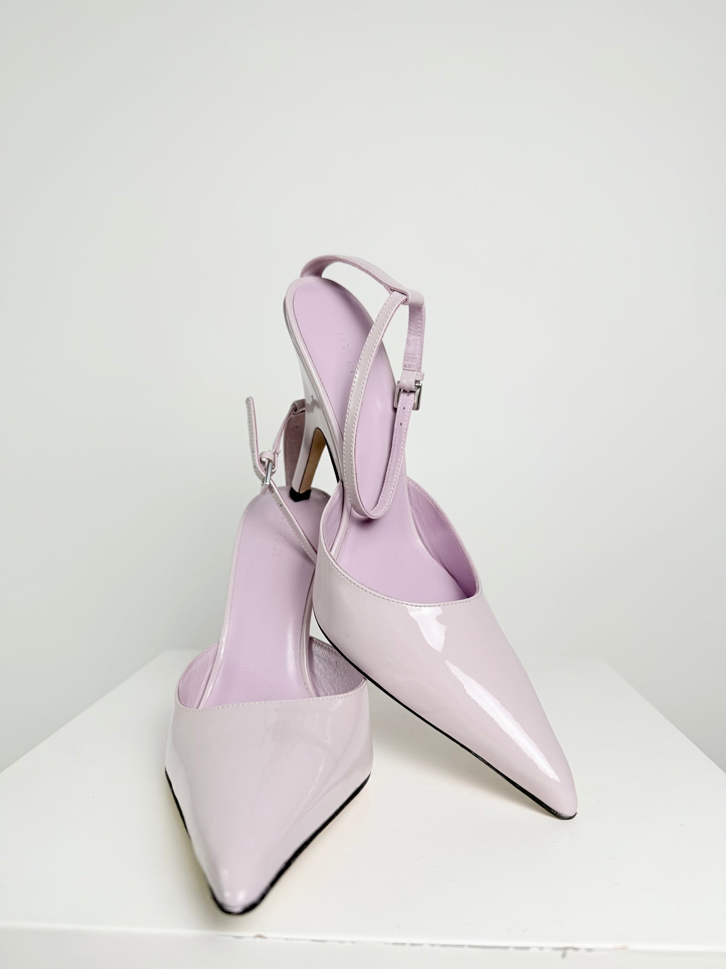 By Far Mauve Patent Leather Heels