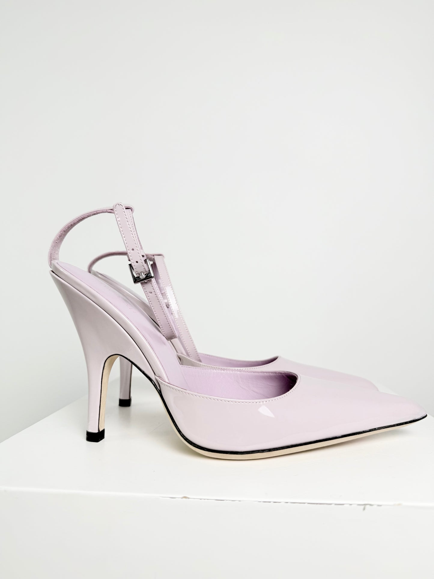 By Far Mauve Patent Leather Heels