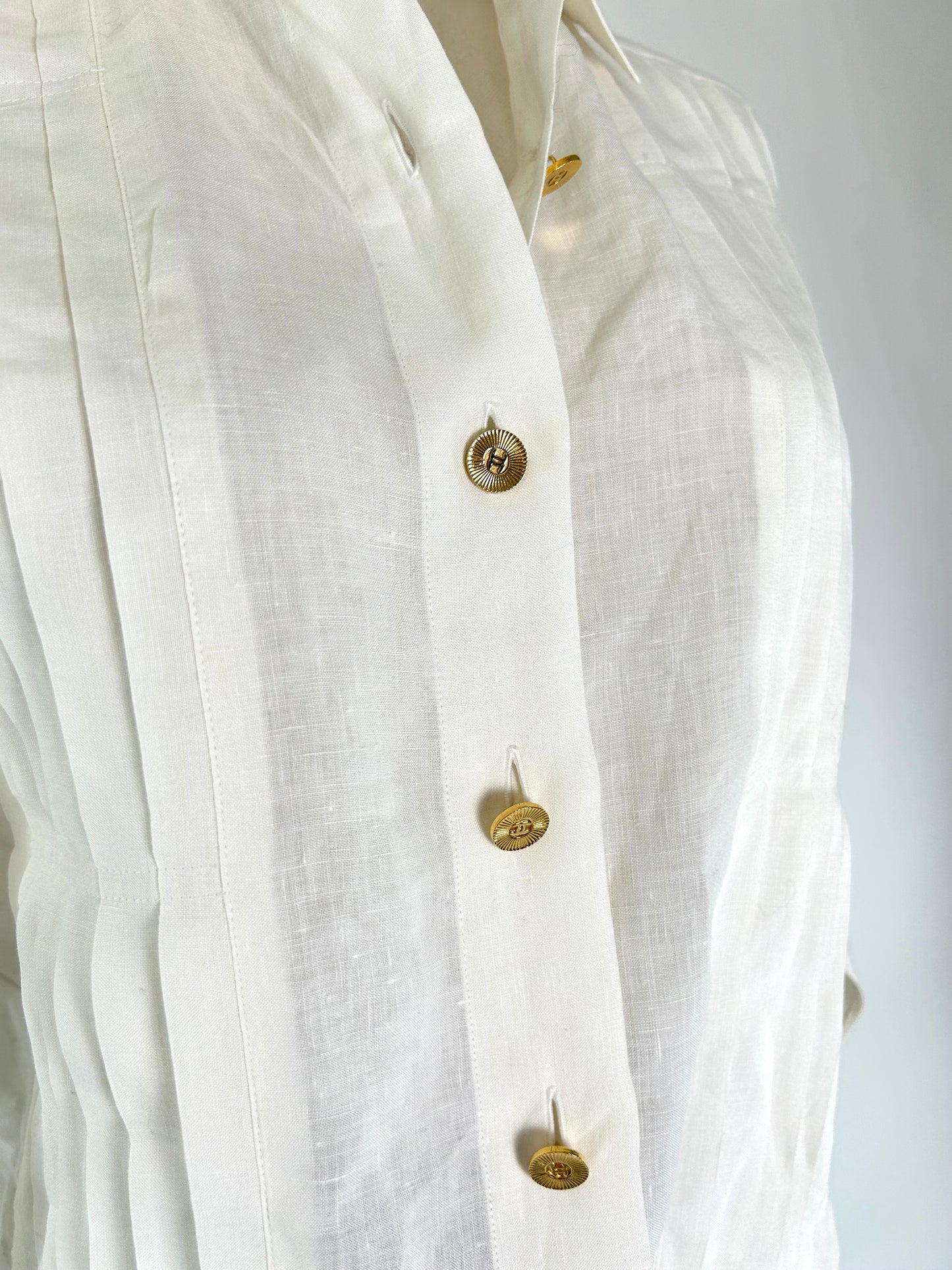 Vintage Chanel Linen Pleated Blouse