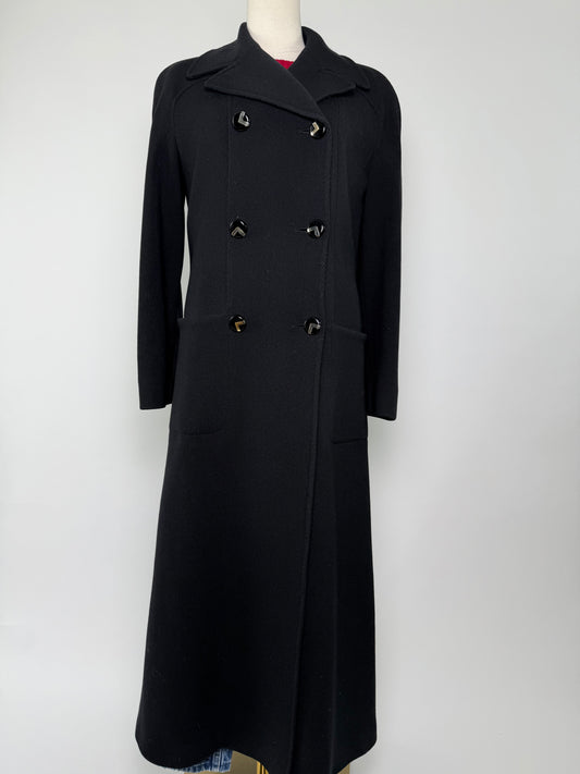 Vintage Valentino Black Coat with V Logo Buttons