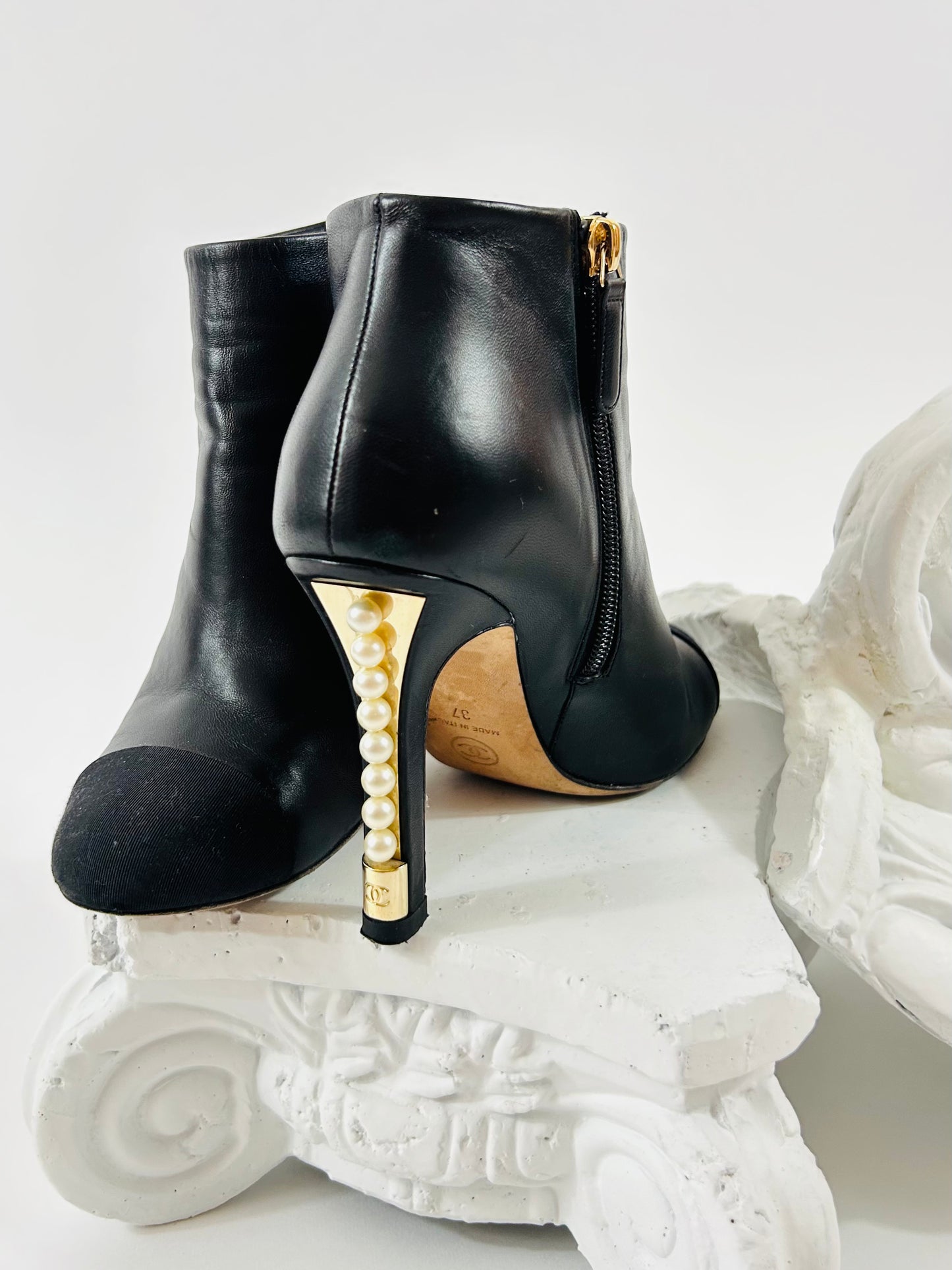 Chanel Black Heel with Pearls