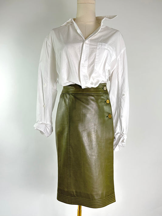 Vintage Chanel Leather Wrap Skirt