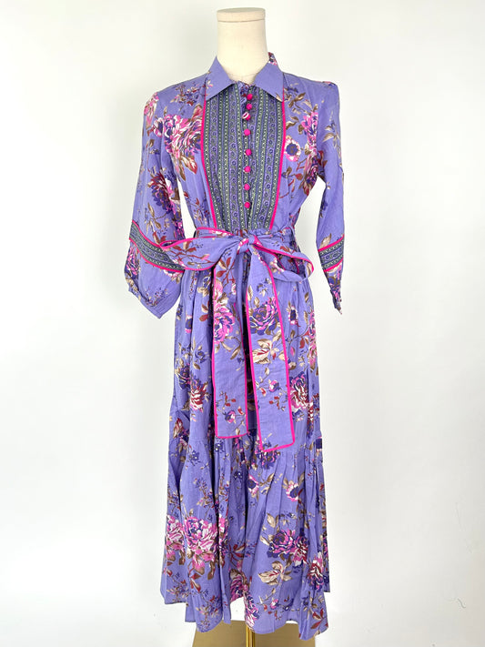 Custom India Hand Blocked Dress in Lavender and Pink