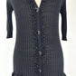Vintage Chanel Semi Sheer Black Mini Dress with CC Buttons