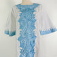 Vintage White Caftan with Blue Embroidery