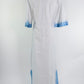 Vintage White Caftan with Blue Embroidery