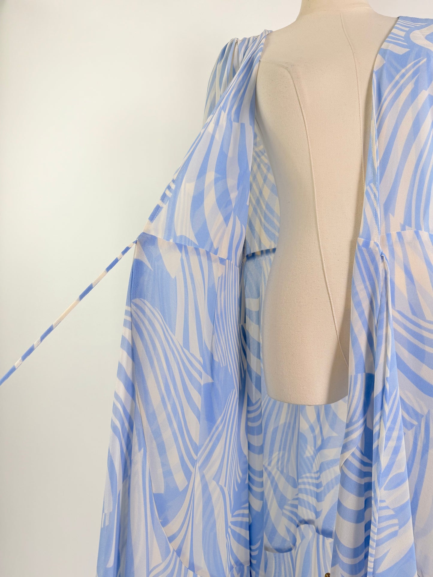 Misa Abstract Light Blue Zebra Wrap Dress