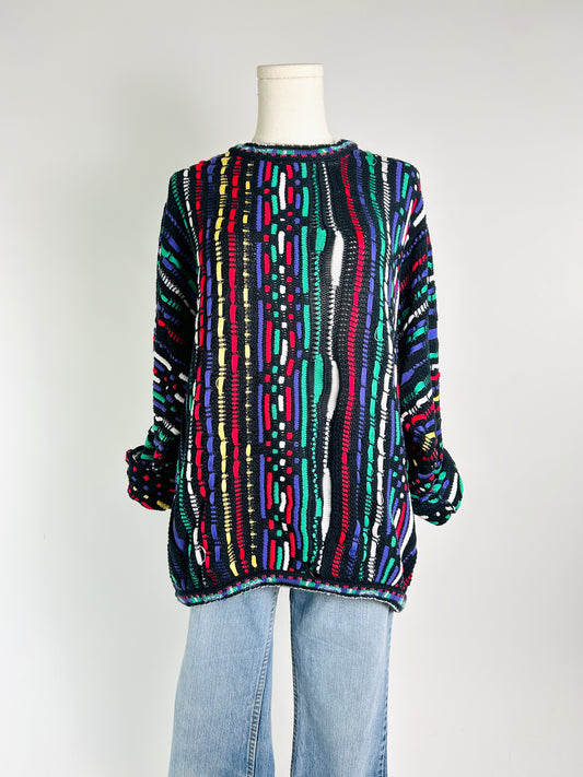 Vintage COOGI Black Multi Color Sweater