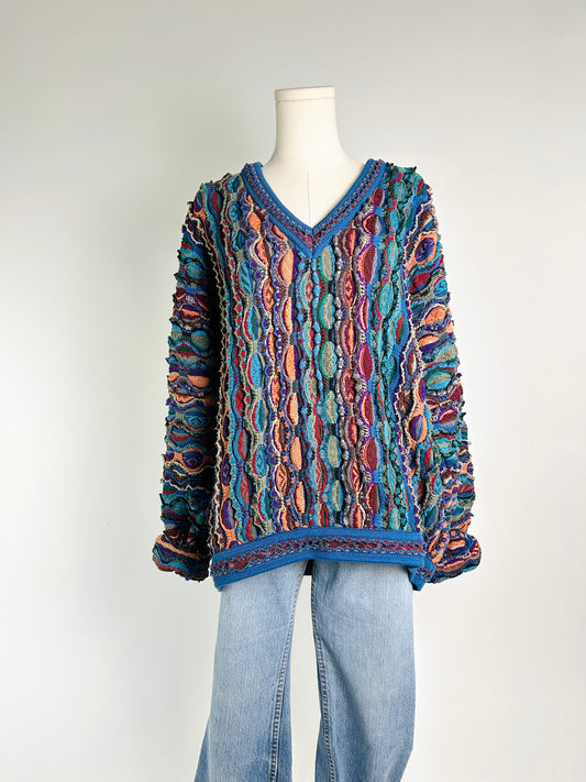 Vintage COOGI Multi Color V Neck Sweater