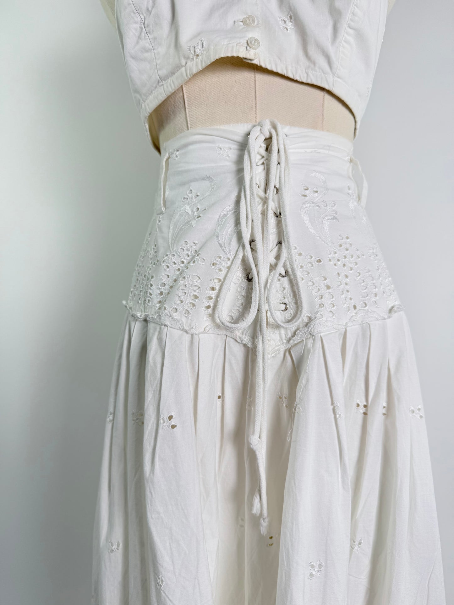 Vintage Eyelet Skirt, Bralette & Top Set