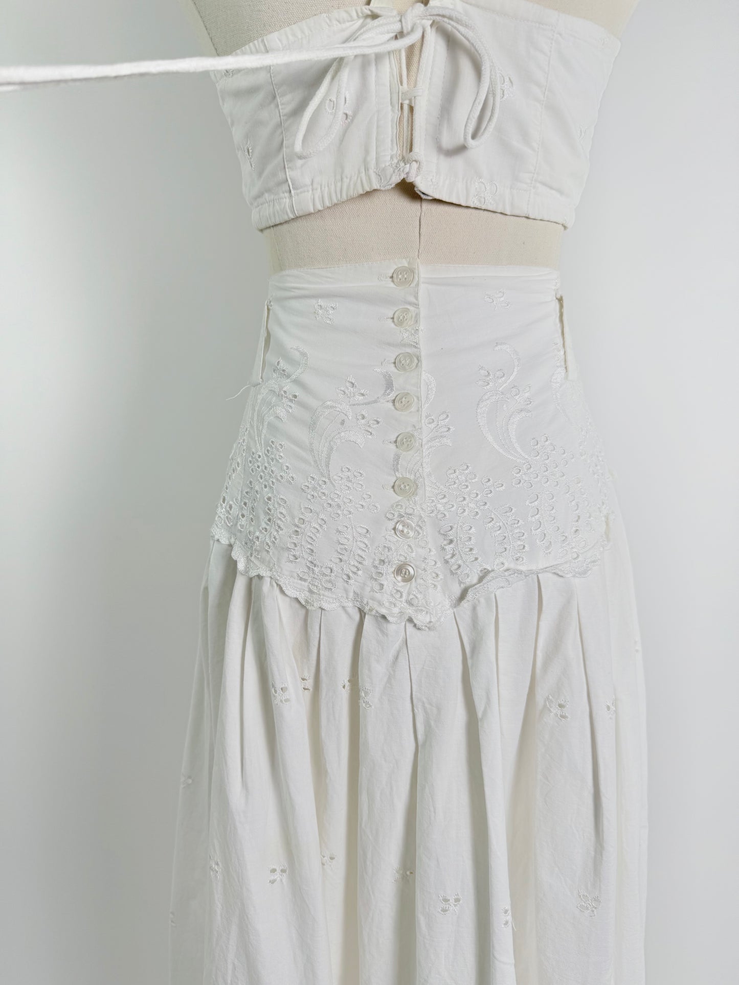 Vintage Eyelet Skirt, Bralette & Top Set