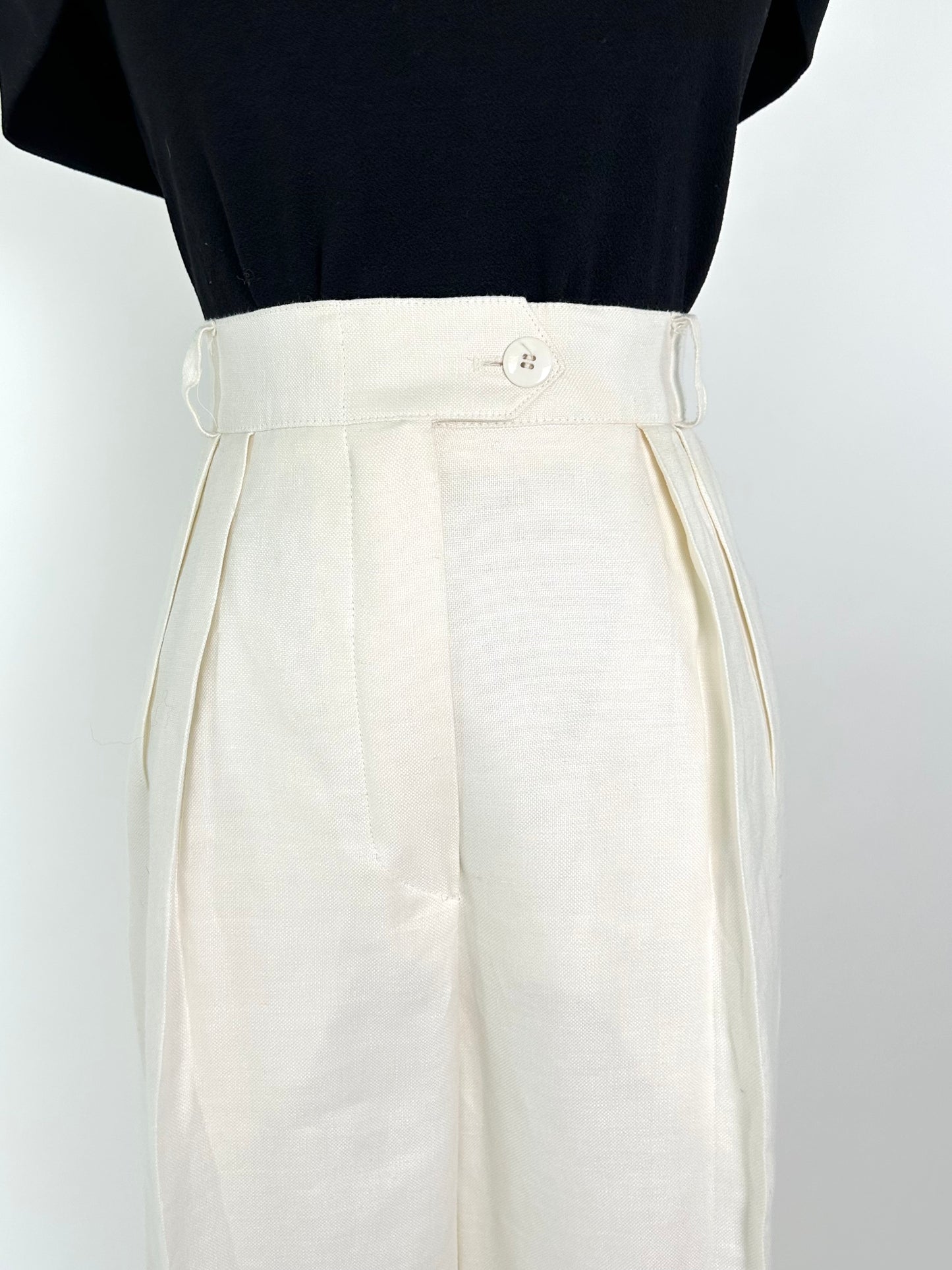 Vintage Escada White Linen Trouser