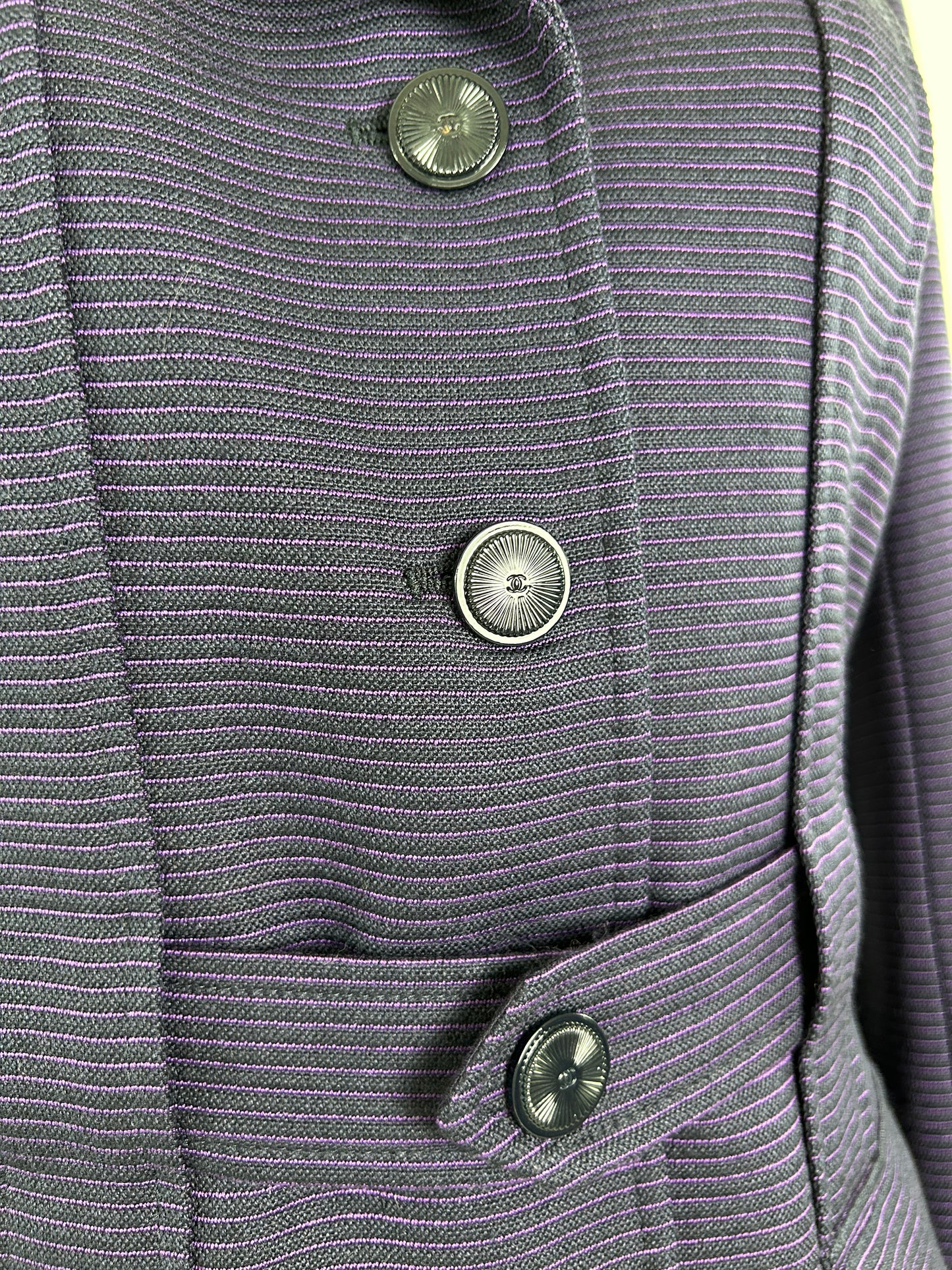 Chanel Black and Purple Pin Stripe Blazer