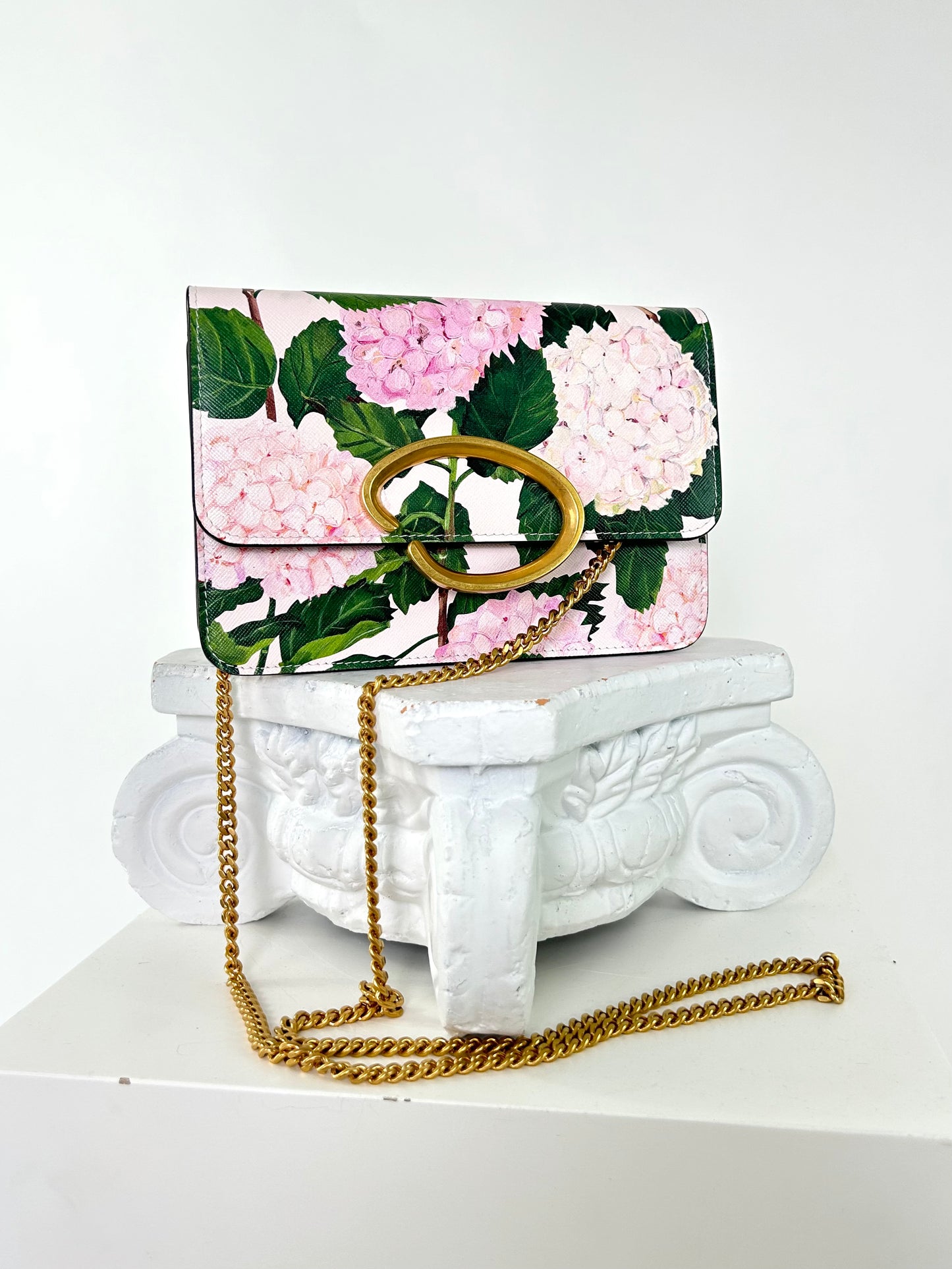 Oscar De La Renta Pink Floral Handbag