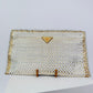 Prada Madras Woven Clutch Gold/White