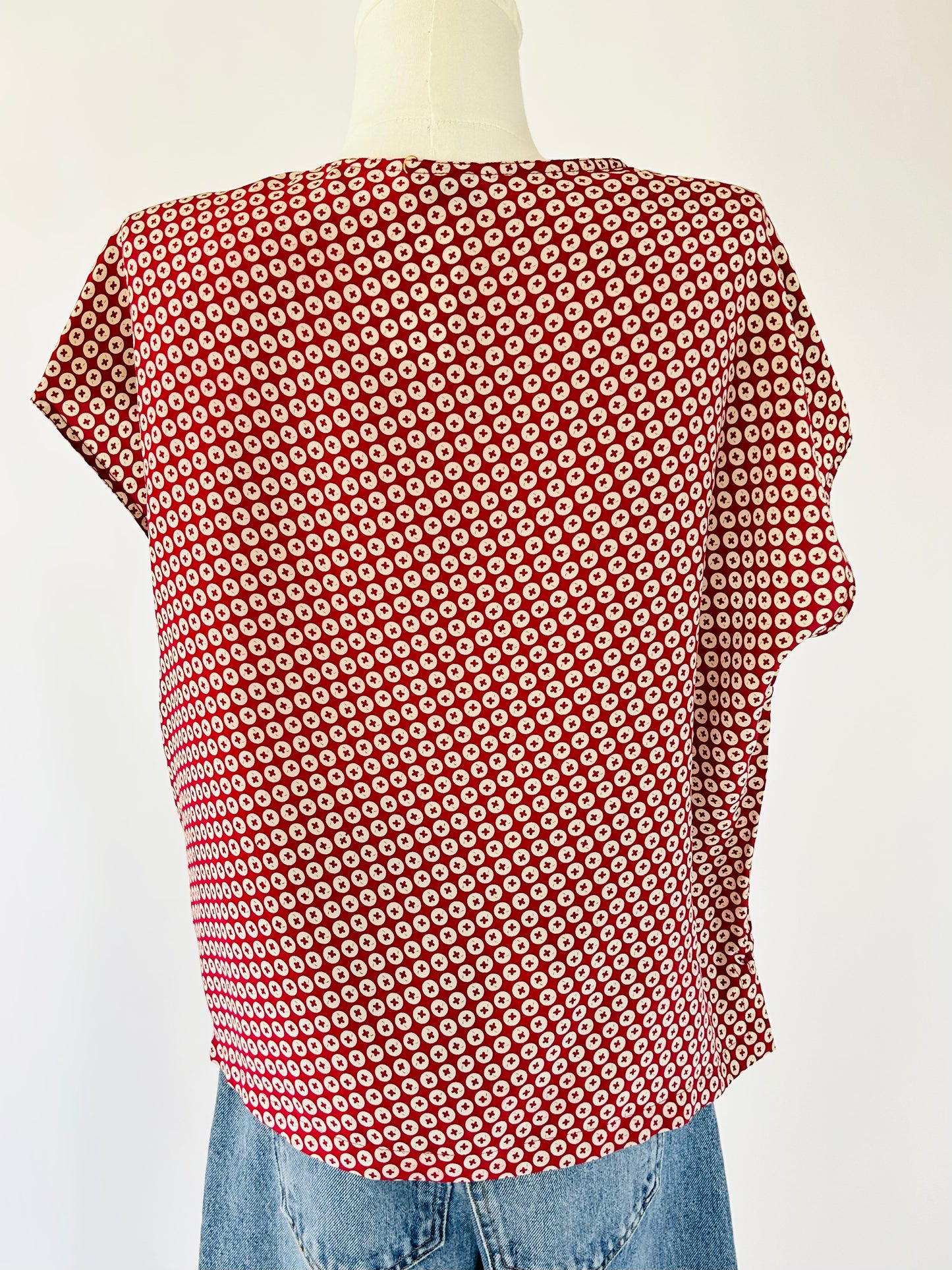 Vintage Chanel Red and Cream Top