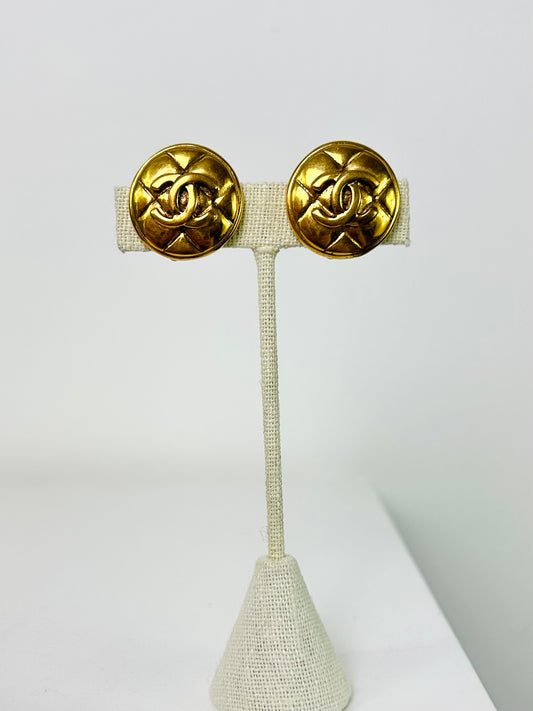 CC Chanel Quilted Matelasse Earrings