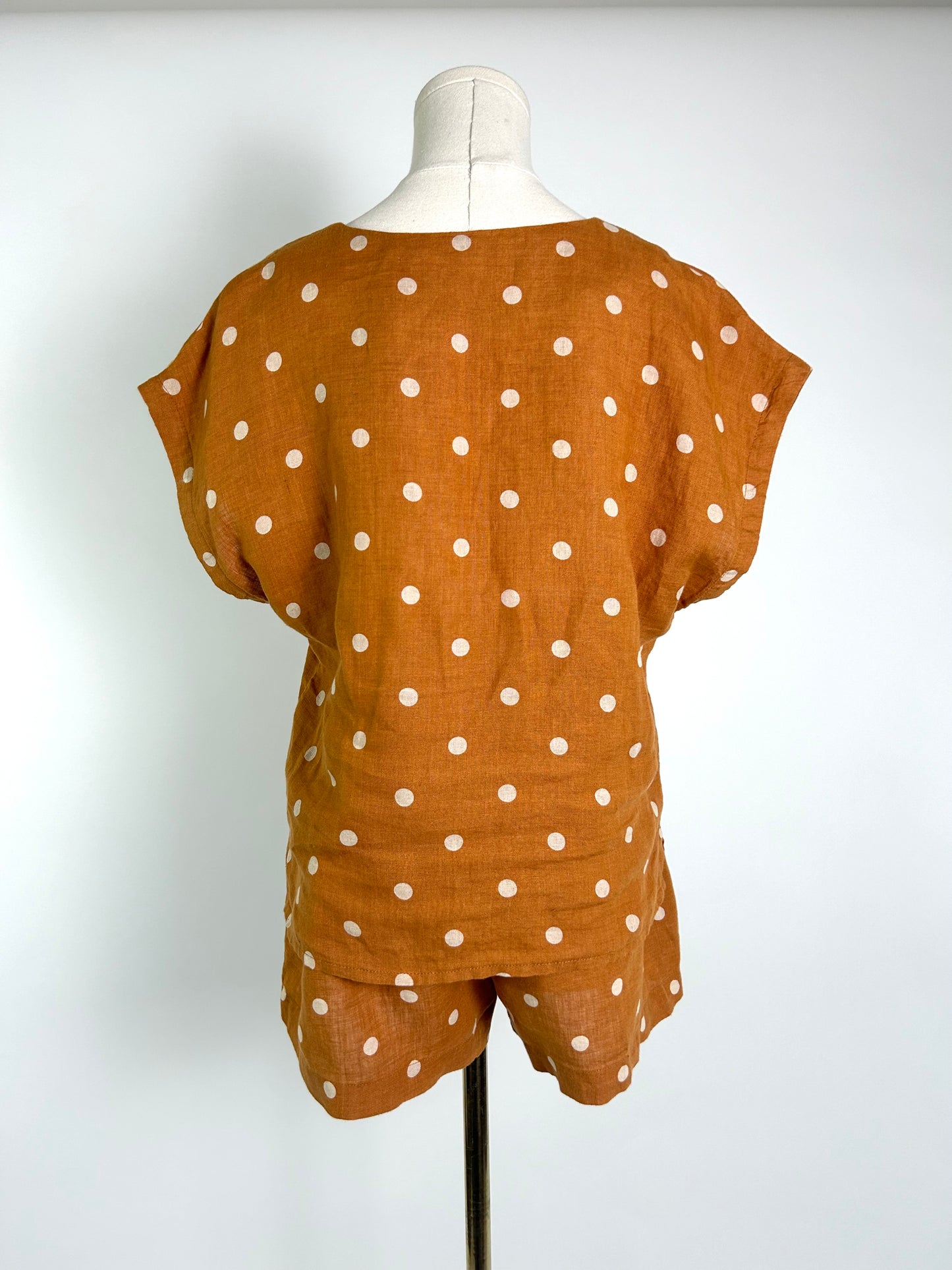 Trovata Rust and White Dots Top